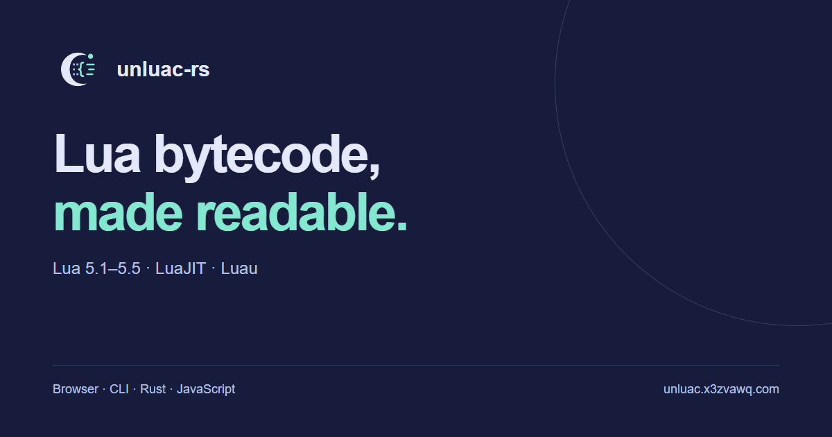 Online Lua Decompiler — LuaJIT & Luau | unluac-rs